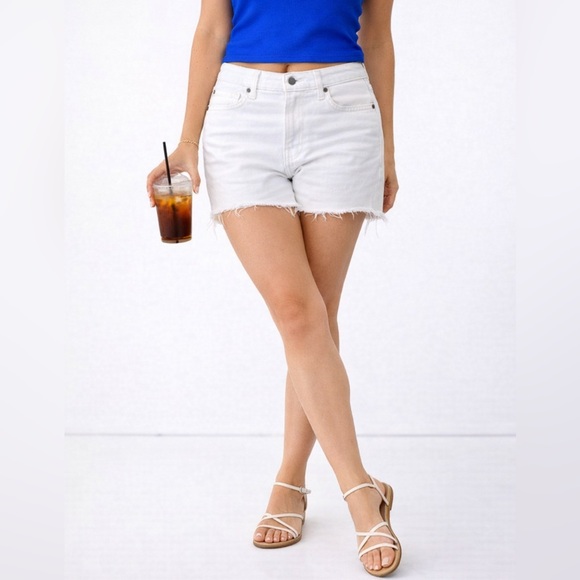 bp Pants - BP. High-Rise White Denim Cutoff Shorts— Size 28